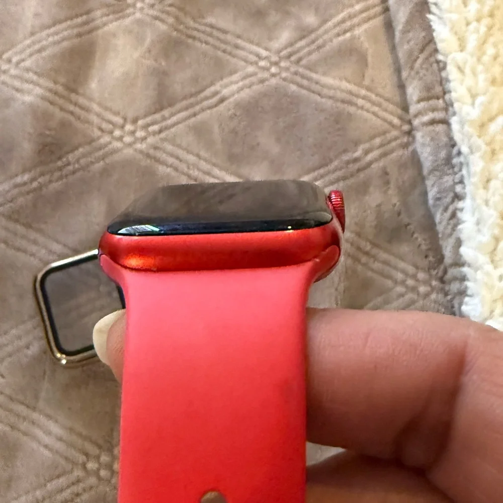 Apple Smartwatch Red Aliminun Case Red with Red Sport Band 44mm free case